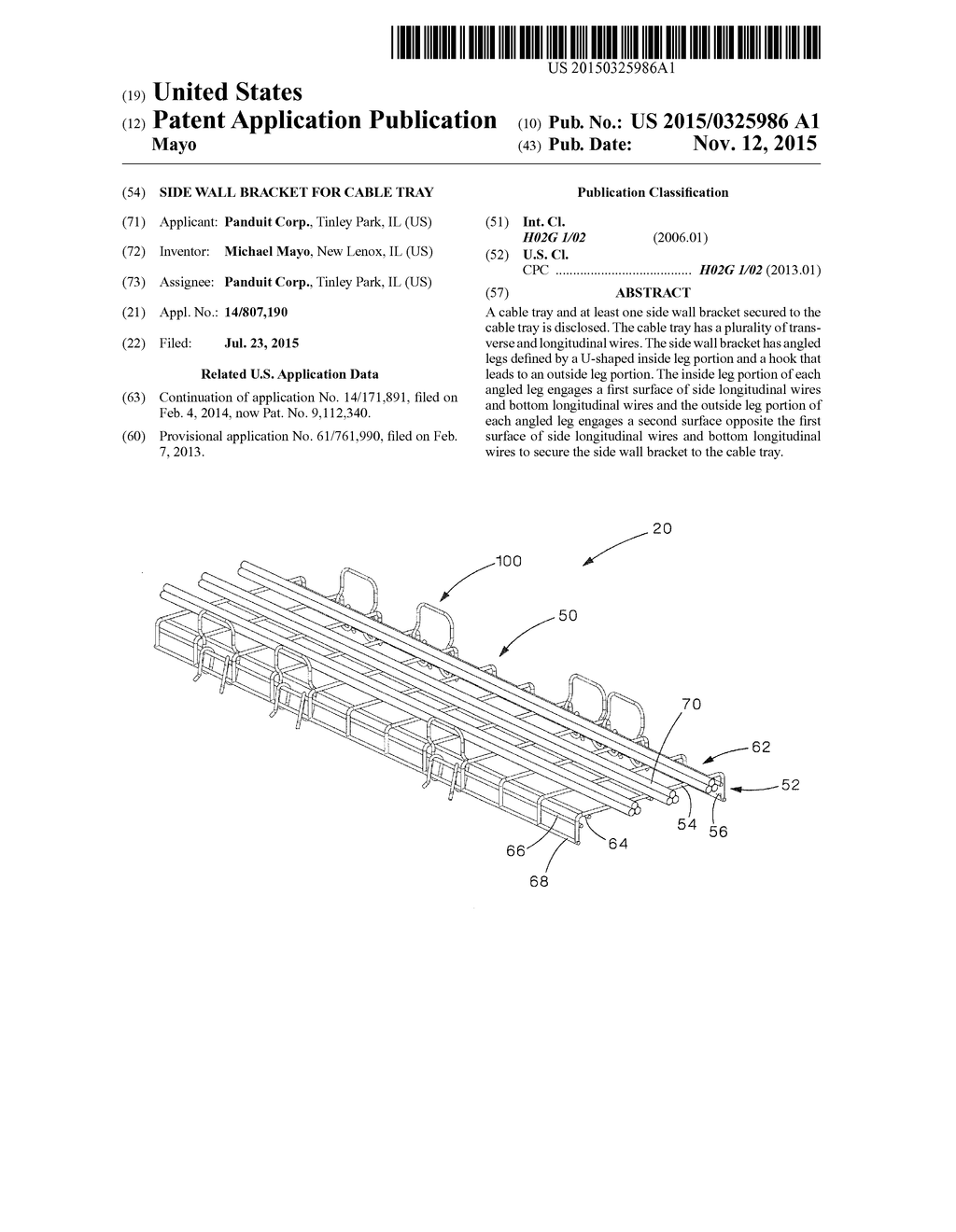 Side Wall Bracket for Cable Tray - diagram, schematic, and image 01