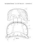 CAP WITH A BILL HAVING UPPER AND LOWER PORTIONS DISPLAYING INFORMATION     WHEN SPACED-APART diagram and image