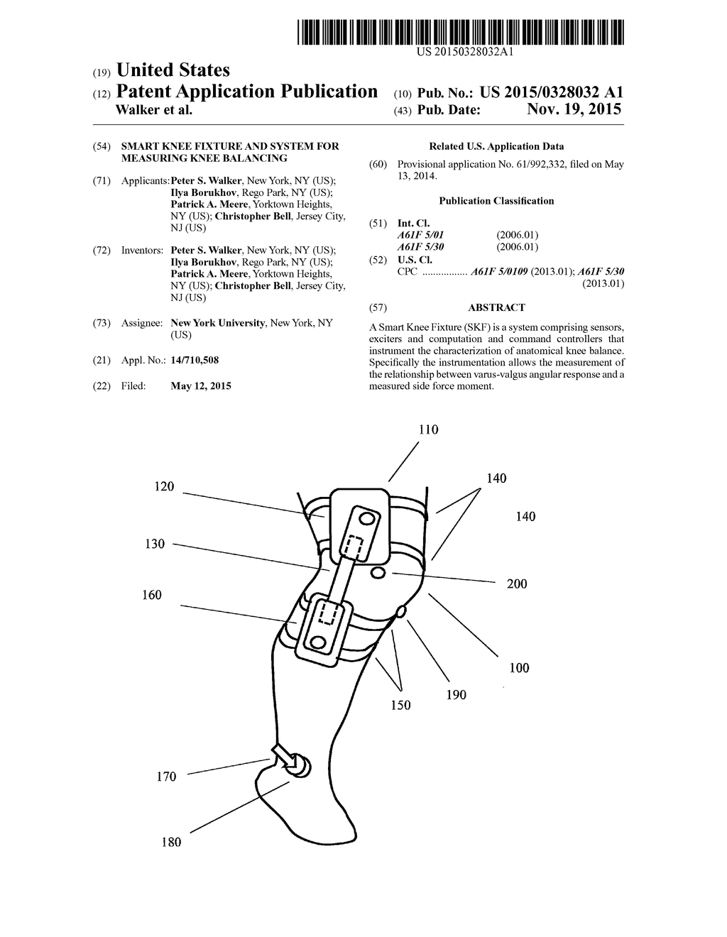 SMART KNEE FIXTURE AND SYSTEM FOR MEASURING KNEE BALANCING - diagram, schematic, and image 01