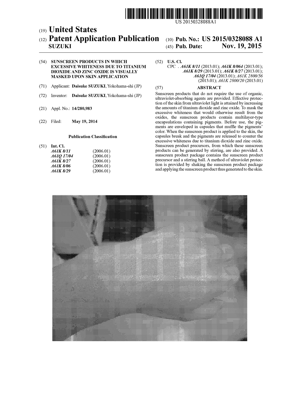 SUNSCREEN PRODUCTS IN WHICH EXCESSIVE WHITENESS DUE TO TITANIUM DIOXIDE     AND ZINC OXIDE IS VISUALLY MASKED UPON SKIN APPLICATION - diagram, schematic, and image 01