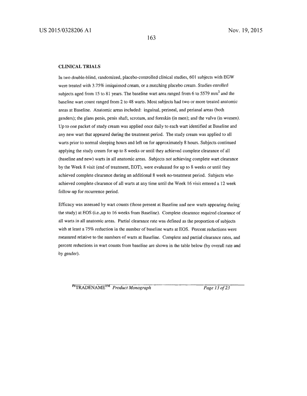 LOWER DOSAGE STRENGTH IMIQUIMOD FORMULATIONS AND SHORT DOSING REGIMENS FOR     TREATING GENITAL AND PERIANAL WARTS - diagram, schematic, and image 205