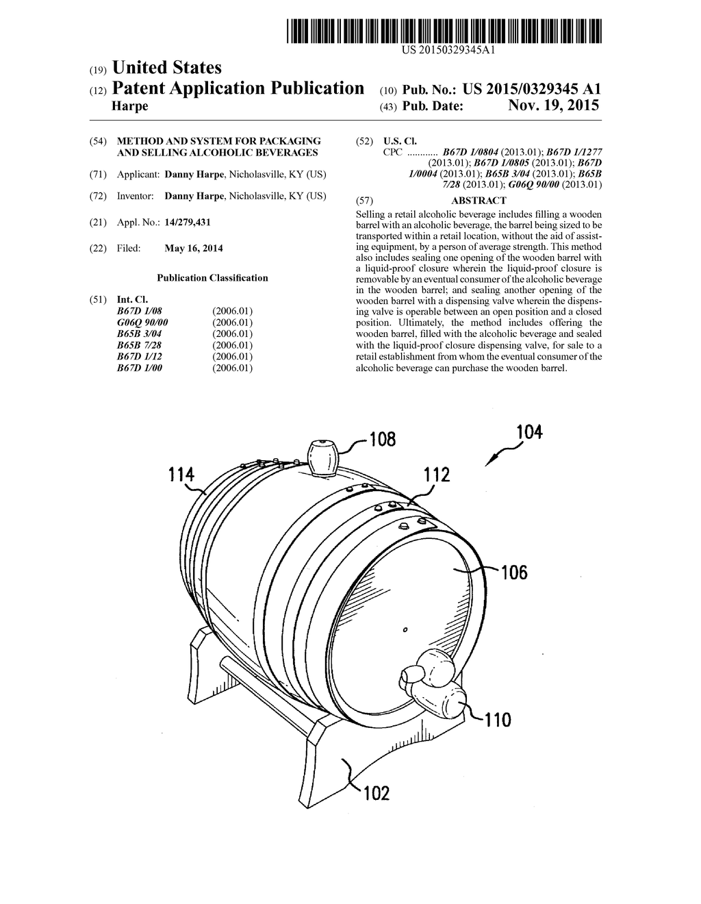 METHOD AND SYSTEM FOR PACKAGING AND SELLING ALCOHOLIC BEVERAGES - diagram, schematic, and image 01