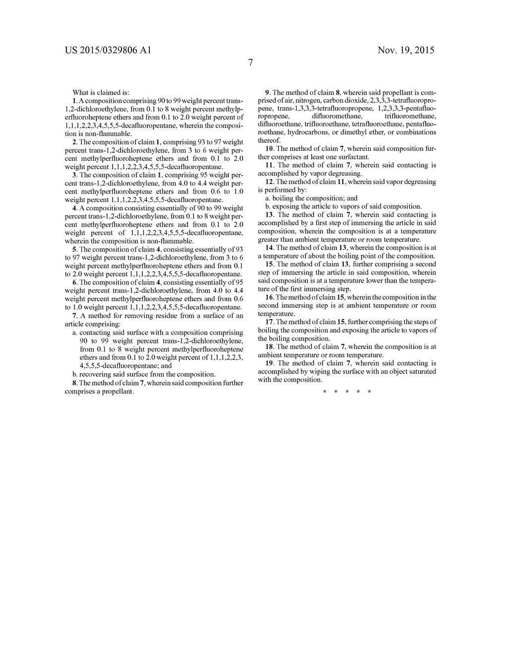 COMPOSITIONS OF METHYL PERFLUOROHEPTENE ETHERS,     1,1,1,2,2,3,4,5,5,5-DECAFLUOROPENTANE AND TRANS-1,2-DICHLOROETHYLENE AND     USES THEREOF - diagram, schematic, and image 08