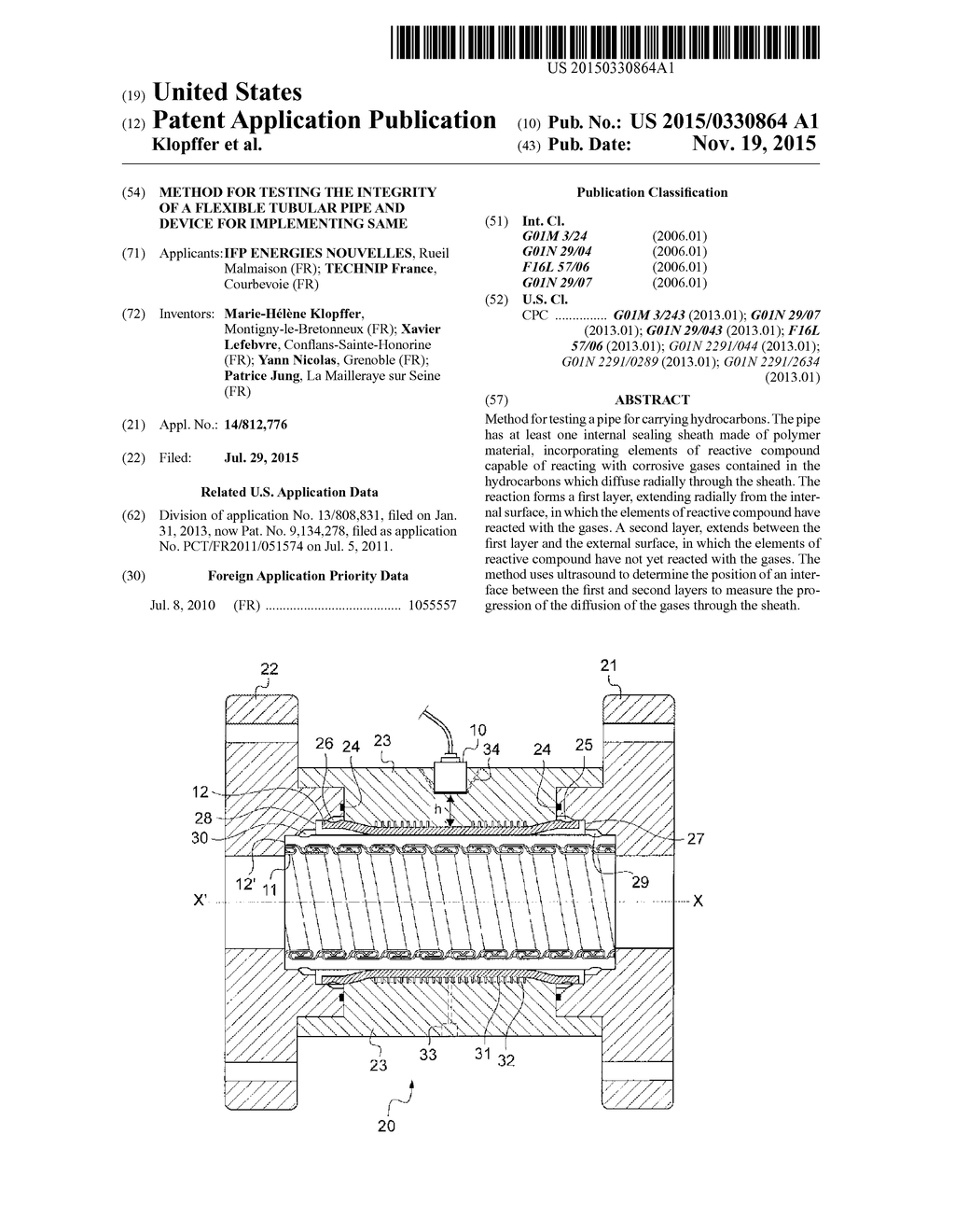 METHOD FOR TESTING THE INTEGRITY OF A FLEXIBLE TUBULAR PIPE AND DEVICE FOR     IMPLEMENTING SAME - diagram, schematic, and image 01