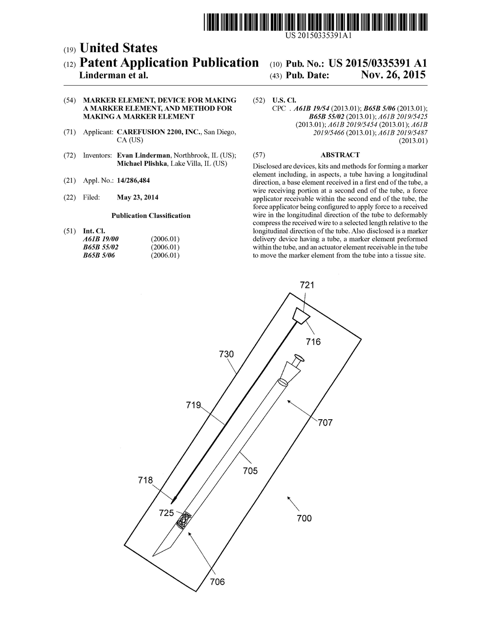 MARKER ELEMENT, DEVICE FOR MAKING A MARKER ELEMENT, AND METHOD FOR MAKING     A MARKER ELEMENT - diagram, schematic, and image 01