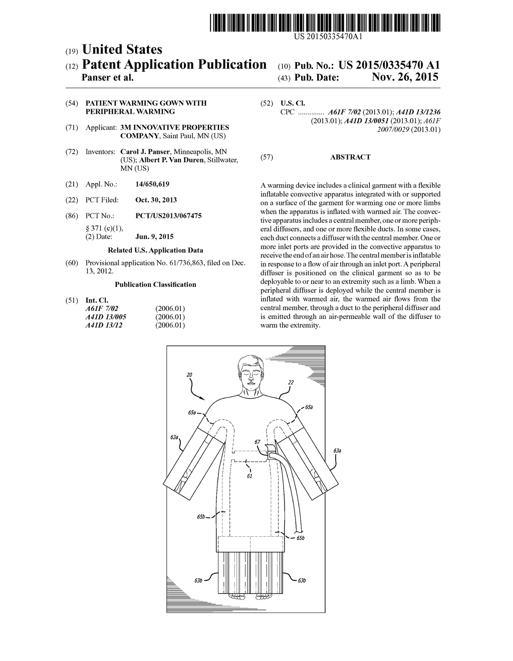 PATIENT WARMING GOWN WITH PERIPHERAL WARMING - diagram, schematic, and image 01