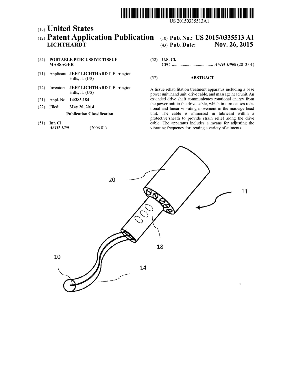 PORTABLE PERCUSSIVE TISSUE MASSAGER - diagram, schematic, and image 01