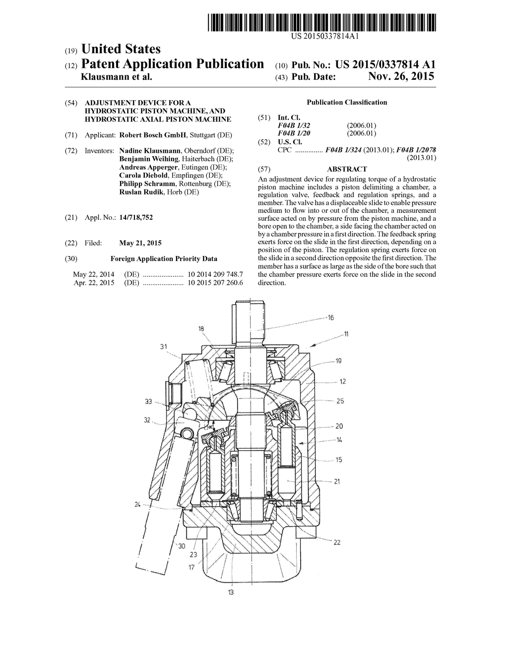 Adjustment Device for a Hydrostatic Piston Machine, and Hydrostatic Axial     Piston Machine - diagram, schematic, and image 01