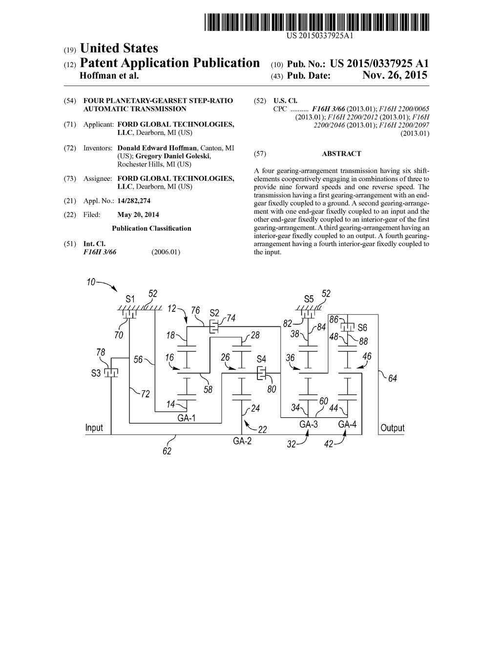 FOUR PLANETARY-GEARSET STEP-RATIO AUTOMATIC TRANSMISSION - diagram, schematic, and image 01