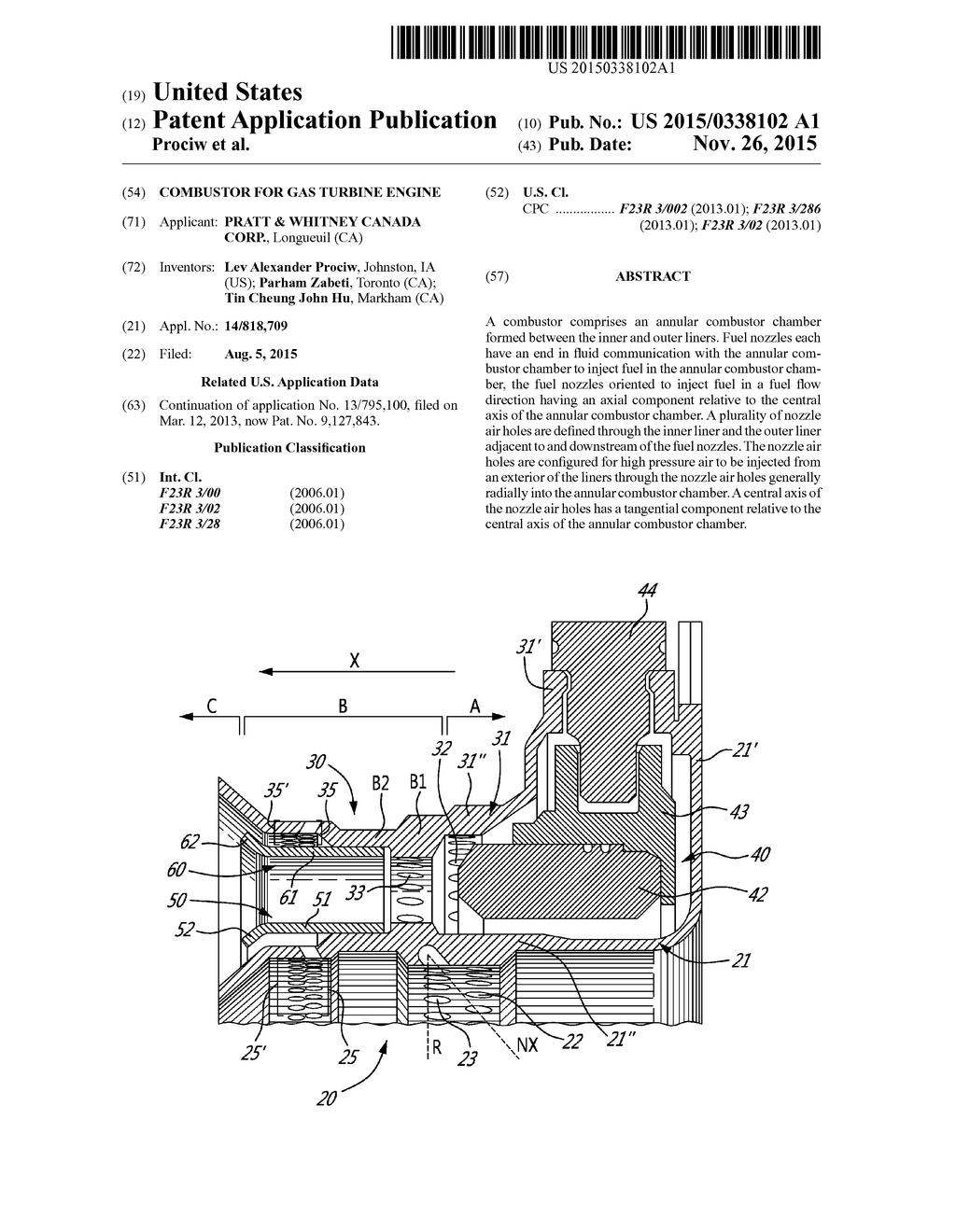 COMBUSTOR FOR GAS TURBINE ENGINE - diagram, schematic, and image 01