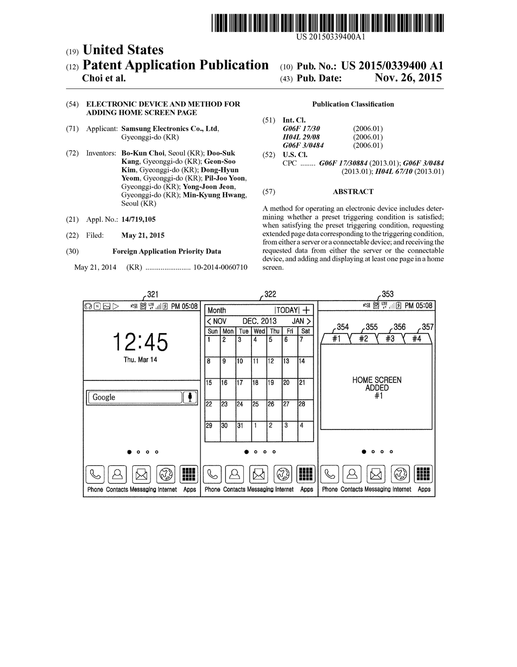 ELECTRONIC DEVICE AND METHOD FOR ADDING HOME SCREEN PAGE - diagram, schematic, and image 01