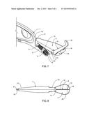 Fishing lure with a built-in, spring-loaded, adjustable diving and release     apparatus diagram and image