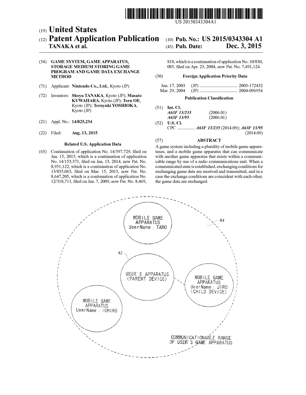 GAME SYSTEM, GAME APPARATUS, STORAGE MEDIUM STORING GAME PROGRAM AND GAME     DATA EXCHANGE METHOD - diagram, schematic, and image 01