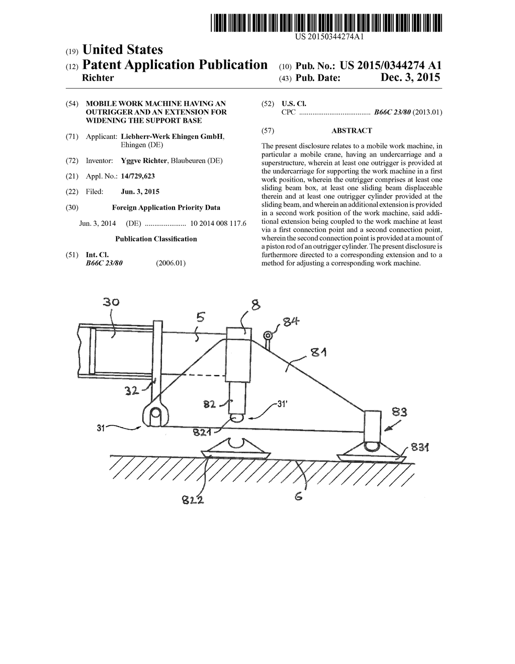 MOBILE WORK MACHINE HAVING AN OUTRIGGER AND AN EXTENSION FOR WIDENING THE     SUPPORT BASE - diagram, schematic, and image 01