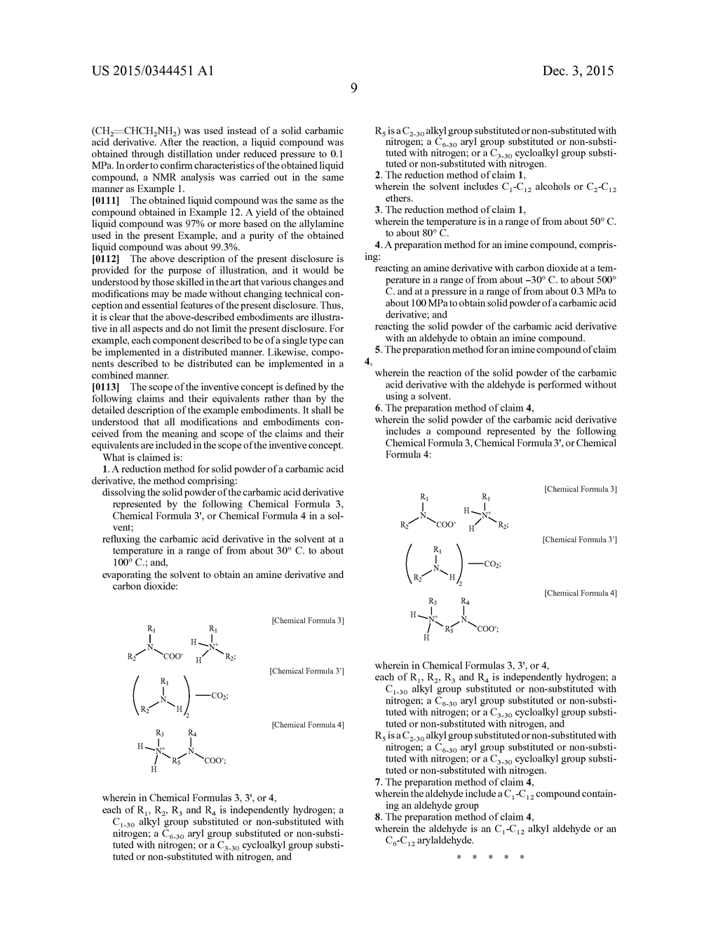 PREPARATION METHOD FOR AN IMINE COMPOUND AND REDUCTION METHOD FOR SOLID     POWDER OF A CARBAMIC ACID DERIVATIVE - diagram, schematic, and image 11