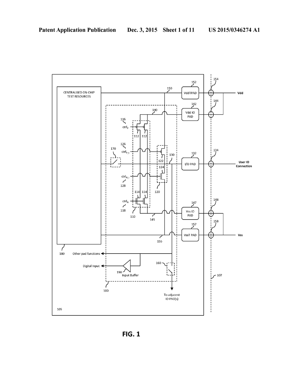 INPUT/OUTPUT CELL, INTEGRATED CIRCUIT DEVICE AND METHODS OF PROVIDING     ON-CHIP TEST FUNCTIONALITY - diagram, schematic, and image 02