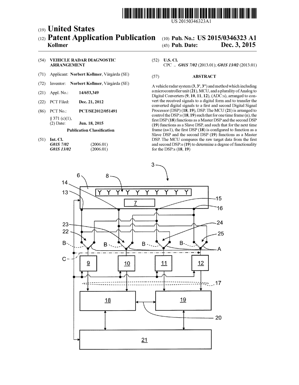 Vehicle Radar Diagnostic Arrangement - diagram, schematic, and image 01