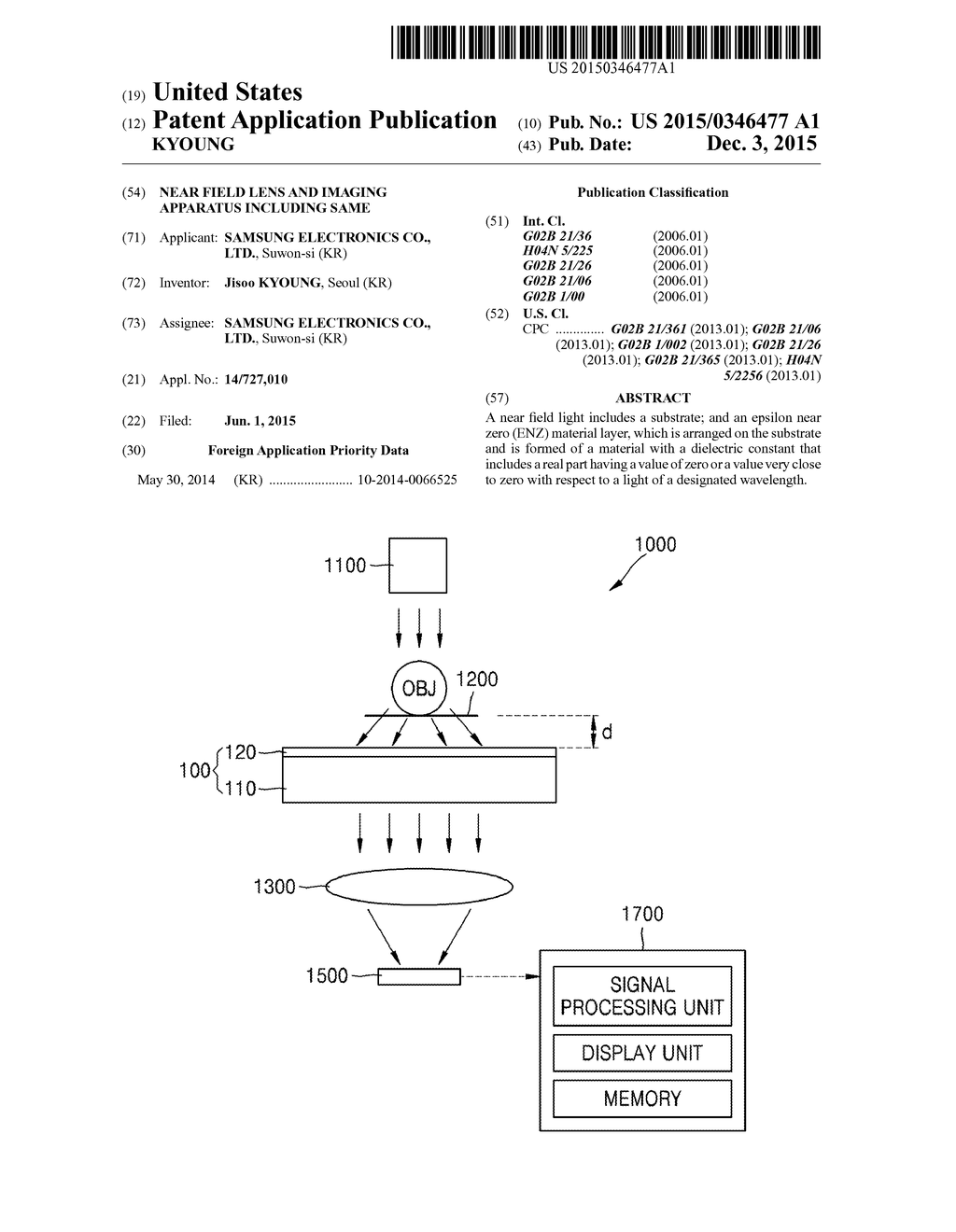 NEAR FIELD LENS AND IMAGING APPARATUS INCLUDING SAME - diagram, schematic, and image 01