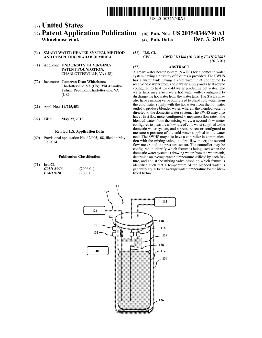 SMART WATER HEATER SYSTEM, METHOD AND COMPUTER READABLE MEDIA - diagram, schematic, and image 01