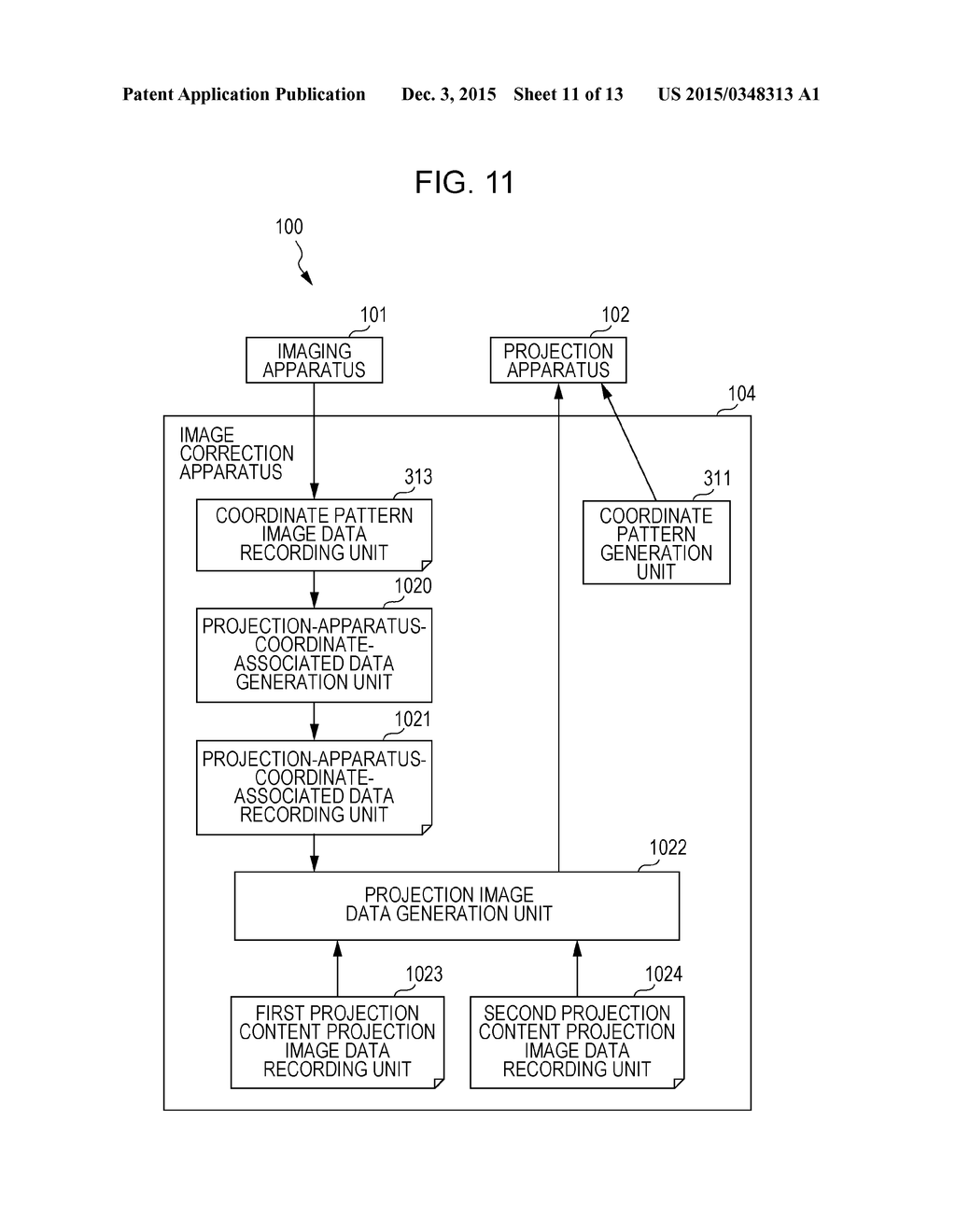 PROJECTION SYSTEM, SEMICONDUCTOR INTEGRATED CIRCUIT, AND IMAGE CORRECTION     METHOD - diagram, schematic, and image 12