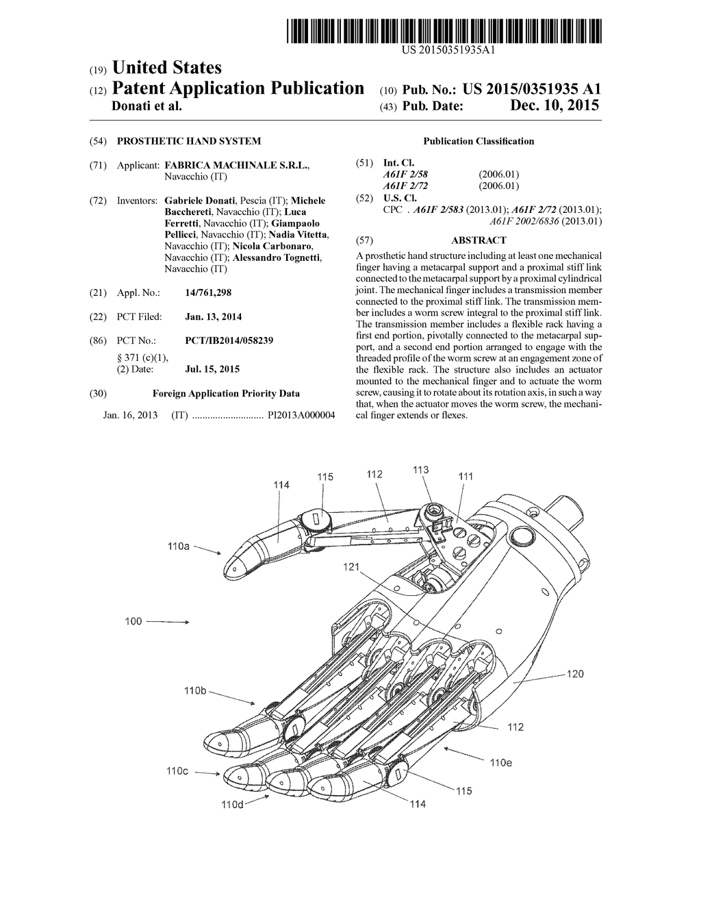 PROSTHETIC HAND SYSTEM - diagram, schematic, and image 01