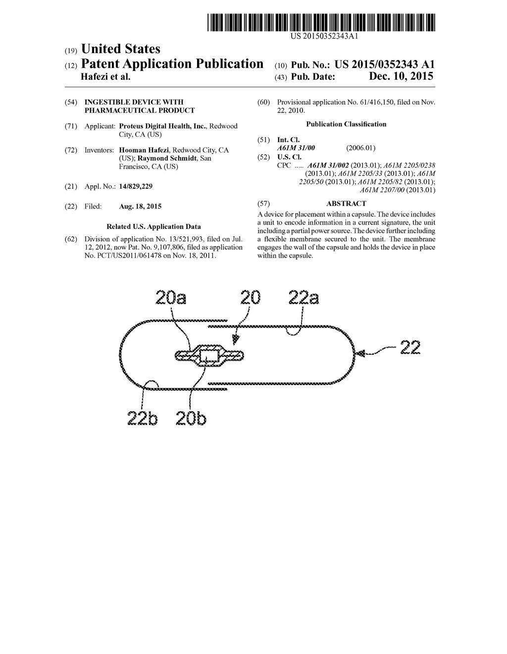 INGESTIBLE DEVICE WITH PHARMACEUTICAL PRODUCT - diagram, schematic, and image 01