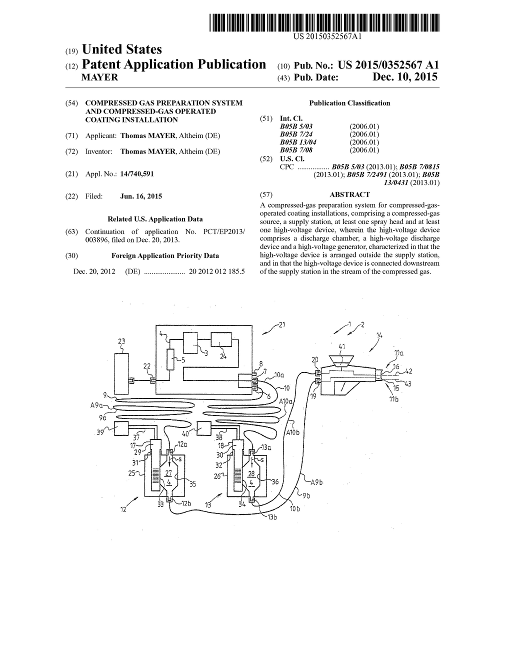 COMPRESSED GAS PREPARATION SYSTEM AND COMPRESSED-GAS OPERATED COATING     INSTALLATION - diagram, schematic, and image 01