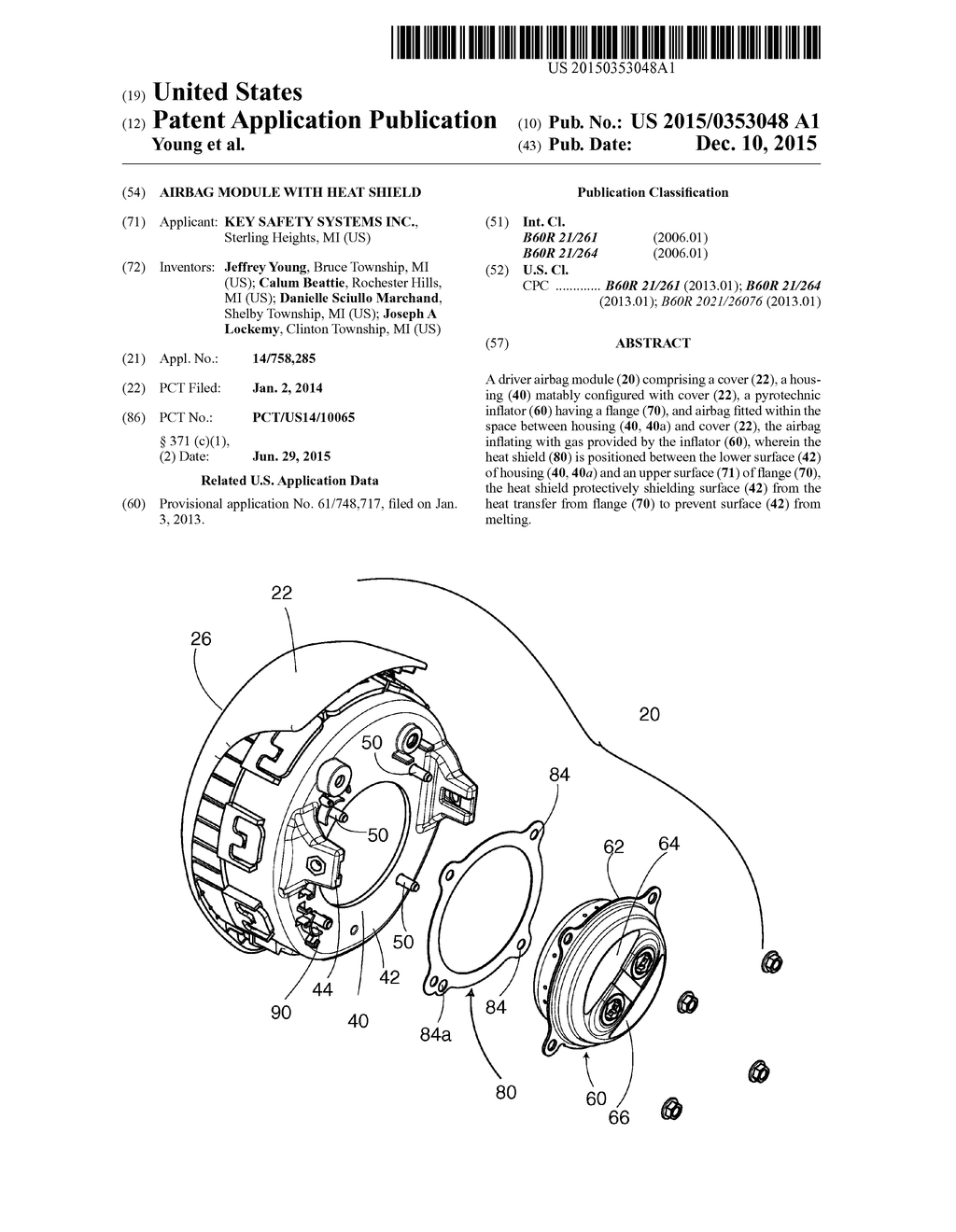 Airbag Module with Heat Shield - diagram, schematic, and image 01