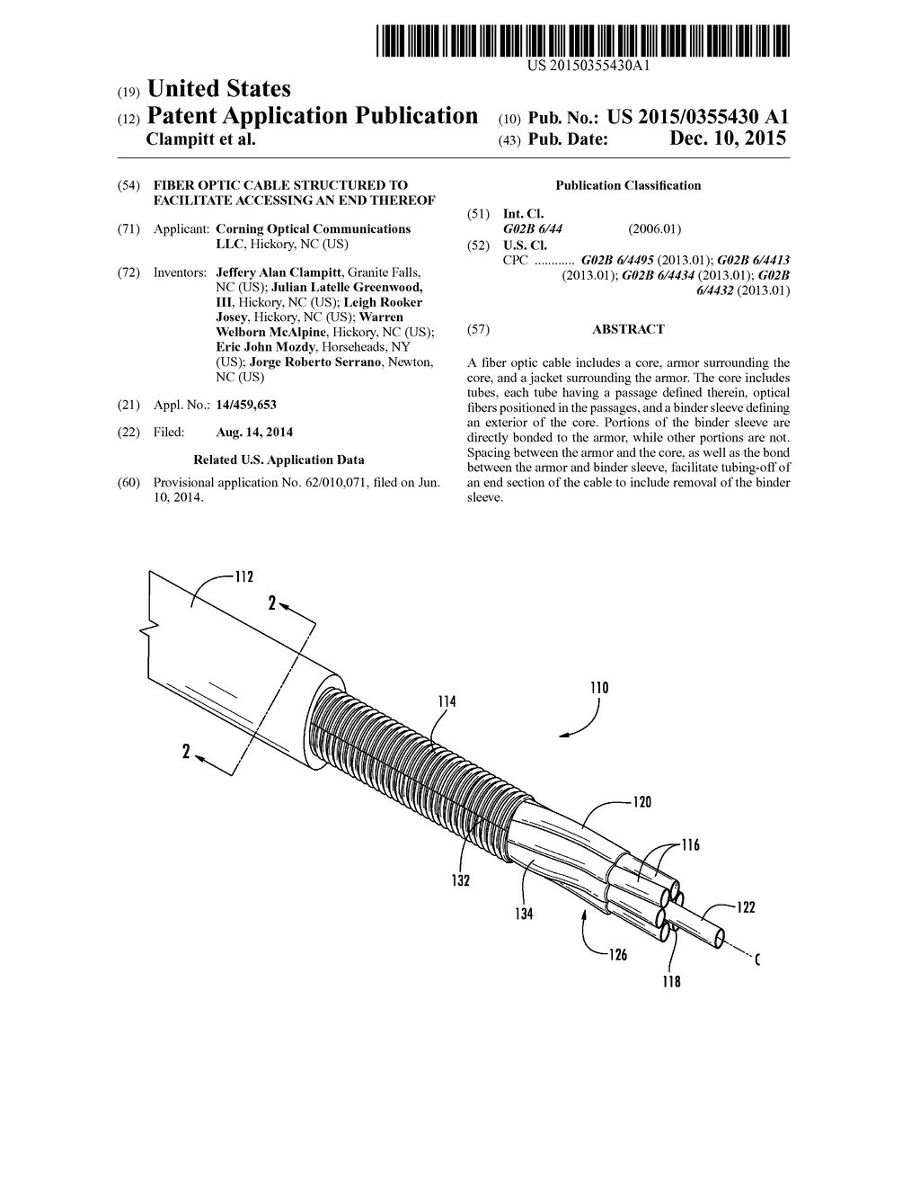 FIBER OPTIC CABLE STRUCTURED TO FACILITATE ACCESSING AN END THEREOF - diagram, schematic, and image 01