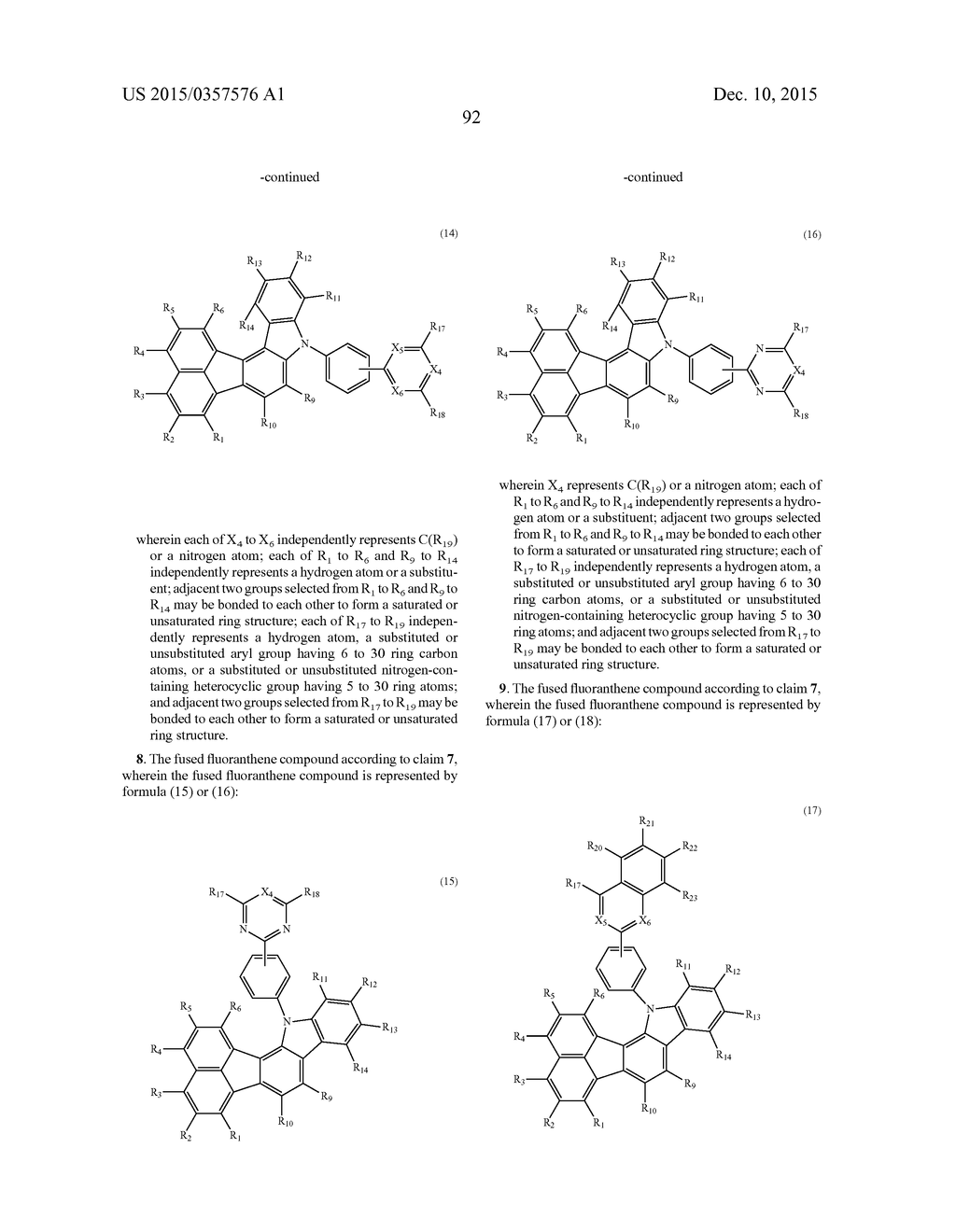CONDENSED FLUORANTHENE COMPOUND, ORGANIC ELECTROLUMINESCENCE ELEMENT     MATERIAL INCLUDING SAME, ORGANIC ELECTROLUMINESCENCE ELEMENT USING SAME,     AND ELECTRONIC DEVICE - diagram, schematic, and image 94