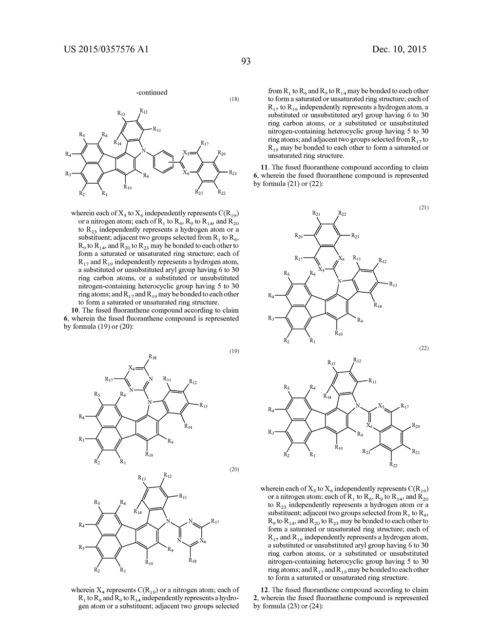 CONDENSED FLUORANTHENE COMPOUND, ORGANIC ELECTROLUMINESCENCE ELEMENT     MATERIAL INCLUDING SAME, ORGANIC ELECTROLUMINESCENCE ELEMENT USING SAME,     AND ELECTRONIC DEVICE - diagram, schematic, and image 95
