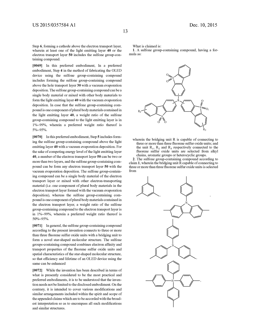 A Sulfone Group-Containing Compound, An Organic Light Emitting Diode     (OLED) Device Using The Same, and A Method of Fabricating the OLED Device - diagram, schematic, and image 20