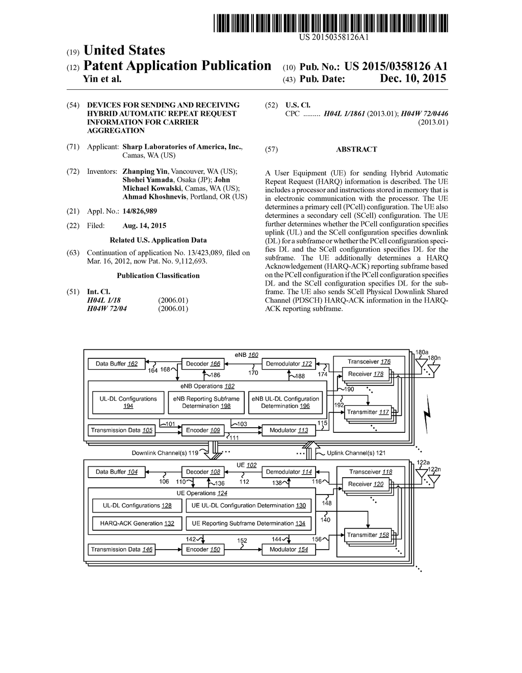 DEVICES FOR SENDING AND RECEIVING HYBRID AUTOMATIC REPEAT REQUEST     INFORMATION FOR CARRIER AGGREGATION - diagram, schematic, and image 01