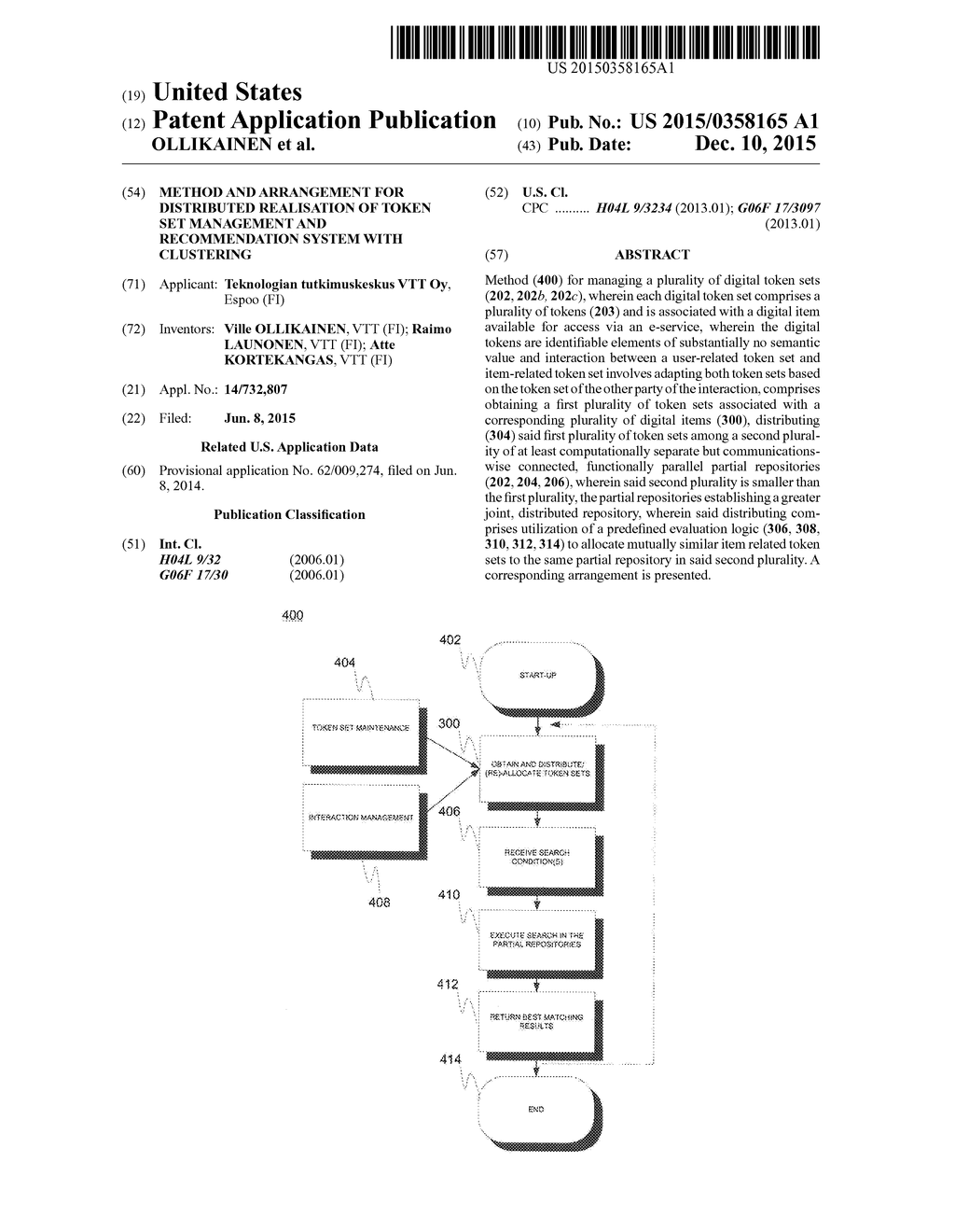 METHOD AND ARRANGEMENT FOR DISTRIBUTED REALISATION OF TOKEN SET MANAGEMENT     AND RECOMMENDATION SYSTEM WITH CLUSTERING - diagram, schematic, and image 01