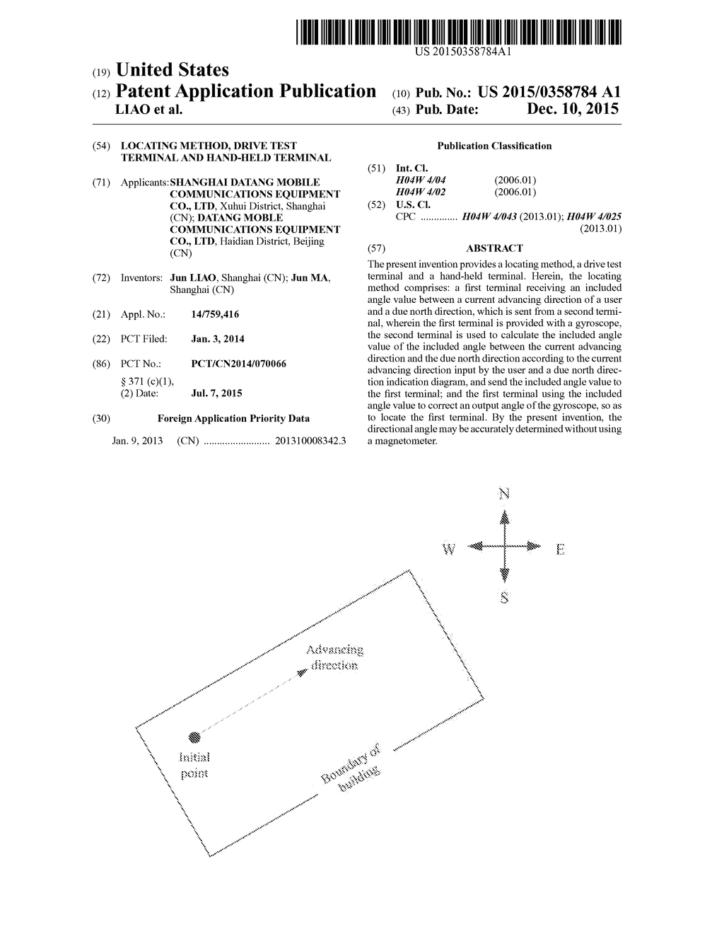 LOCATING METHOD, DRIVE TEST TERMINAL AND HAND-HELD TERMINAL - diagram, schematic, and image 01