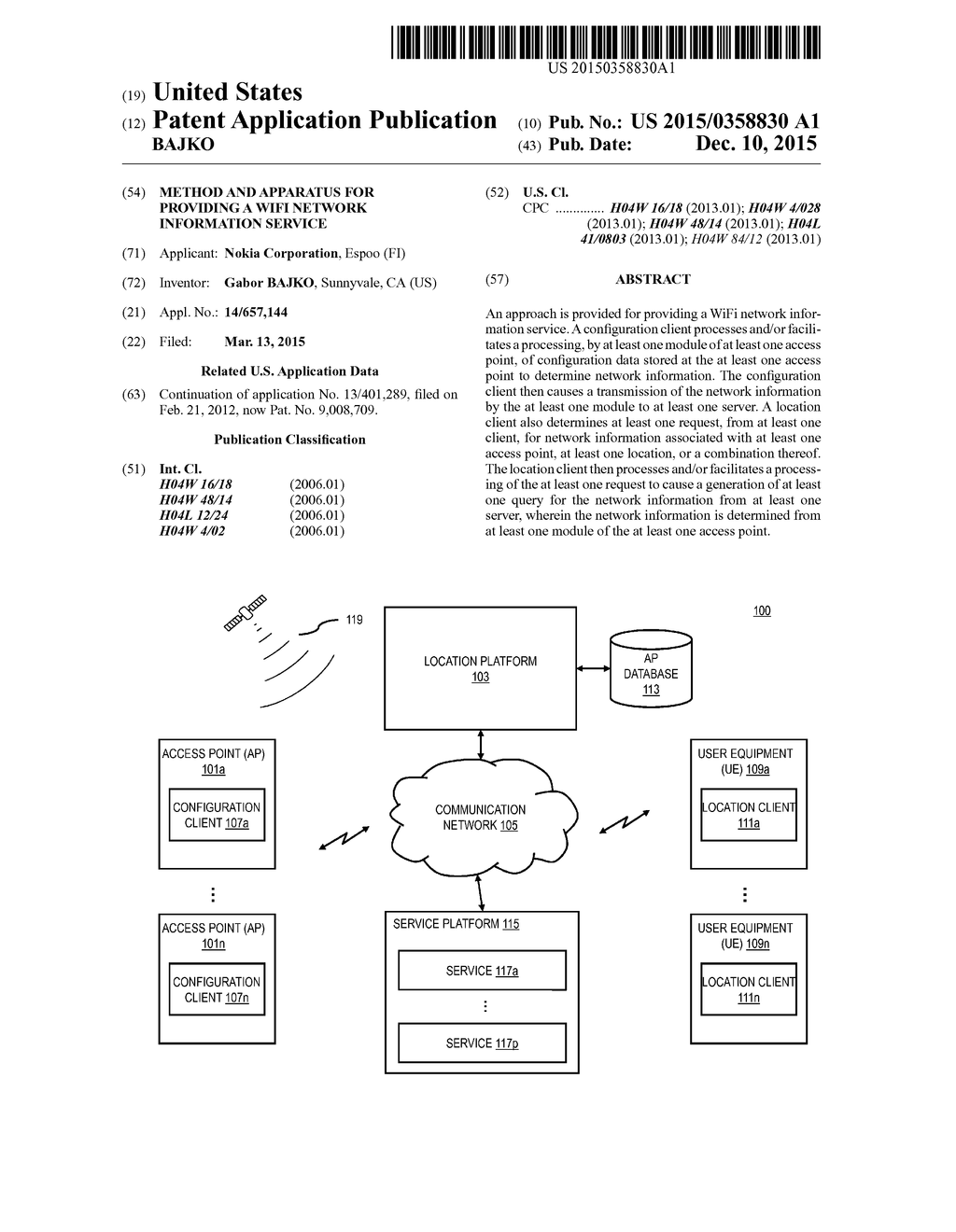 METHOD AND APPARATUS FOR PROVIDING A WIFI NETWORK INFORMATION SERVICE - diagram, schematic, and image 01