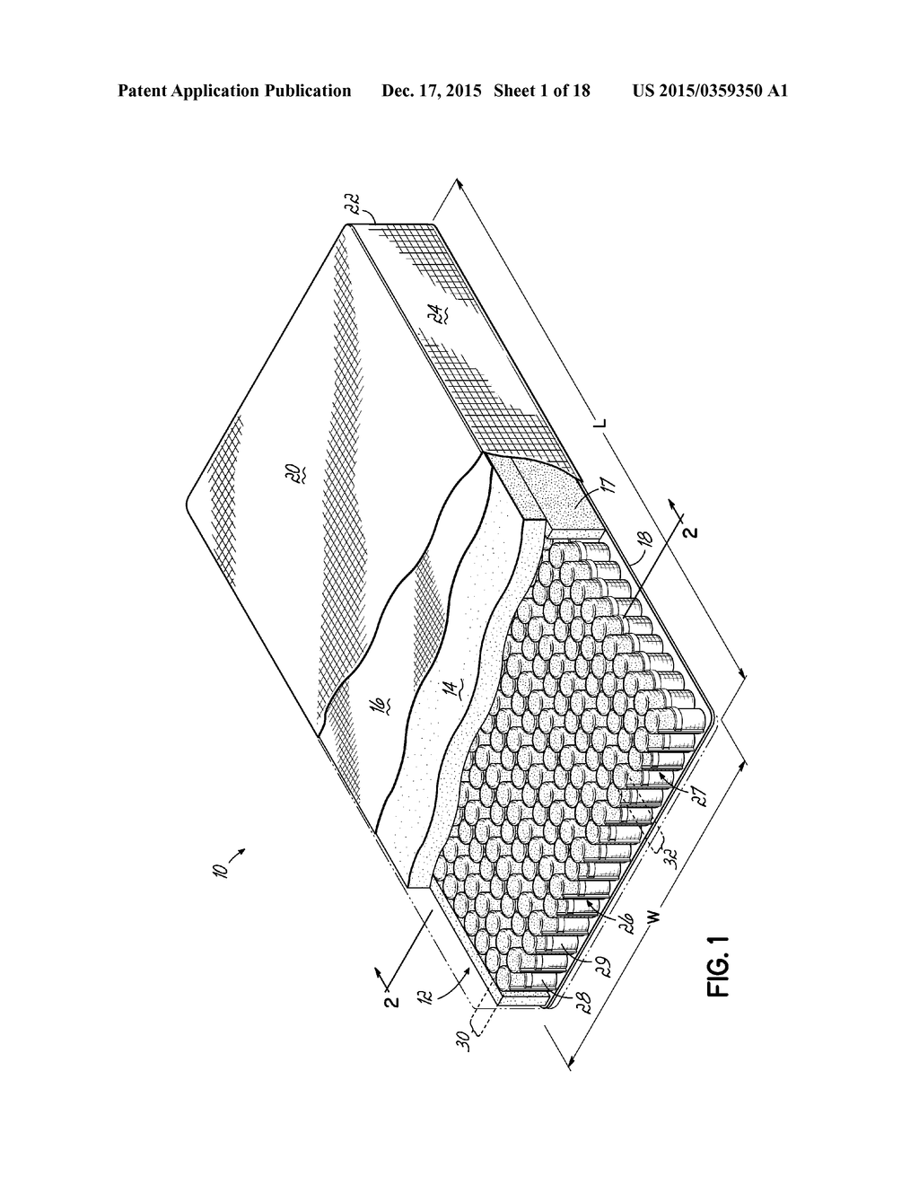 Pocketed Spring Assembly Comprising Strings of Springs of Different     Heights andEnhanced Ventilation - diagram, schematic, and image 02