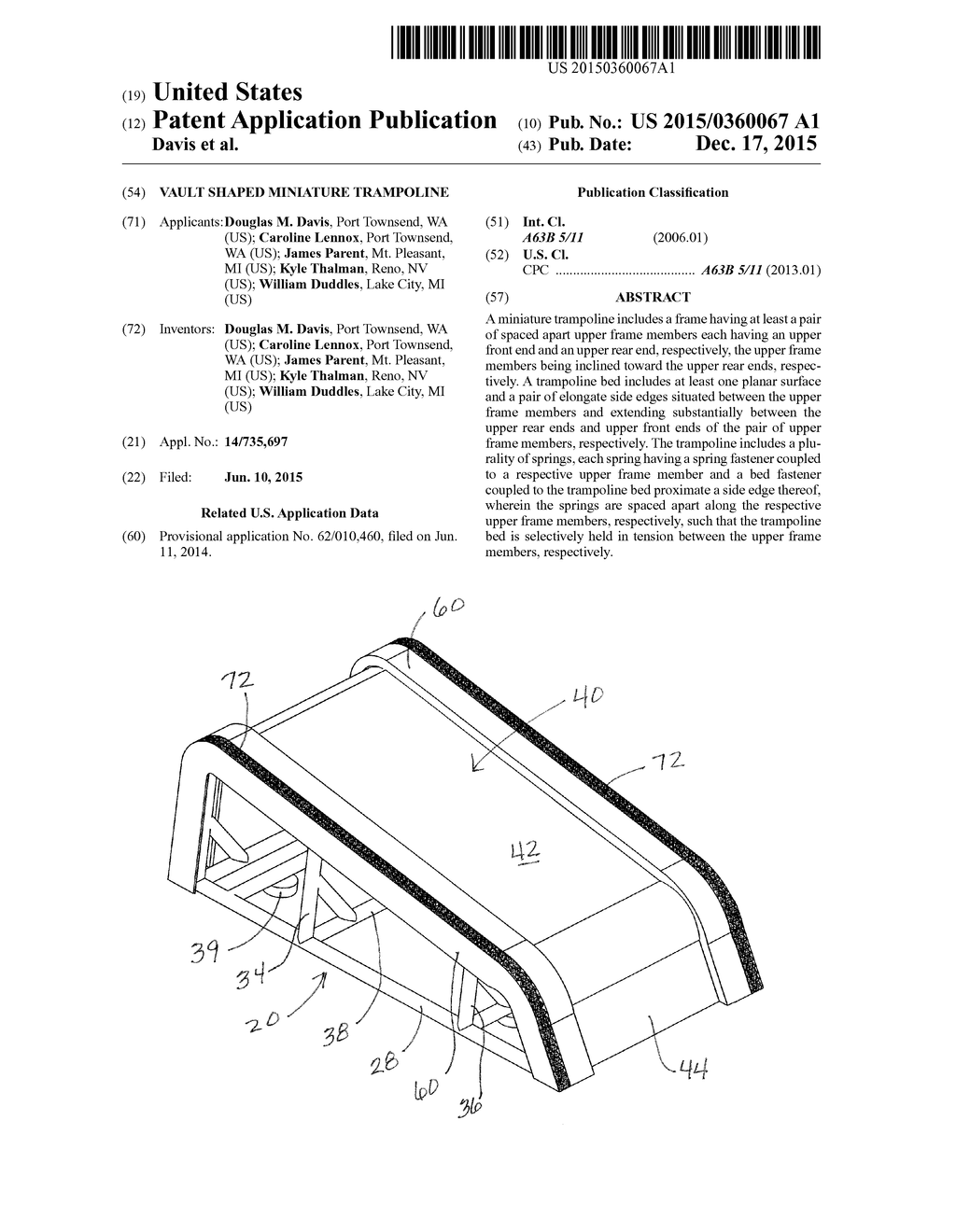 Vault Shaped Miniature Trampoline - diagram, schematic, and image 01