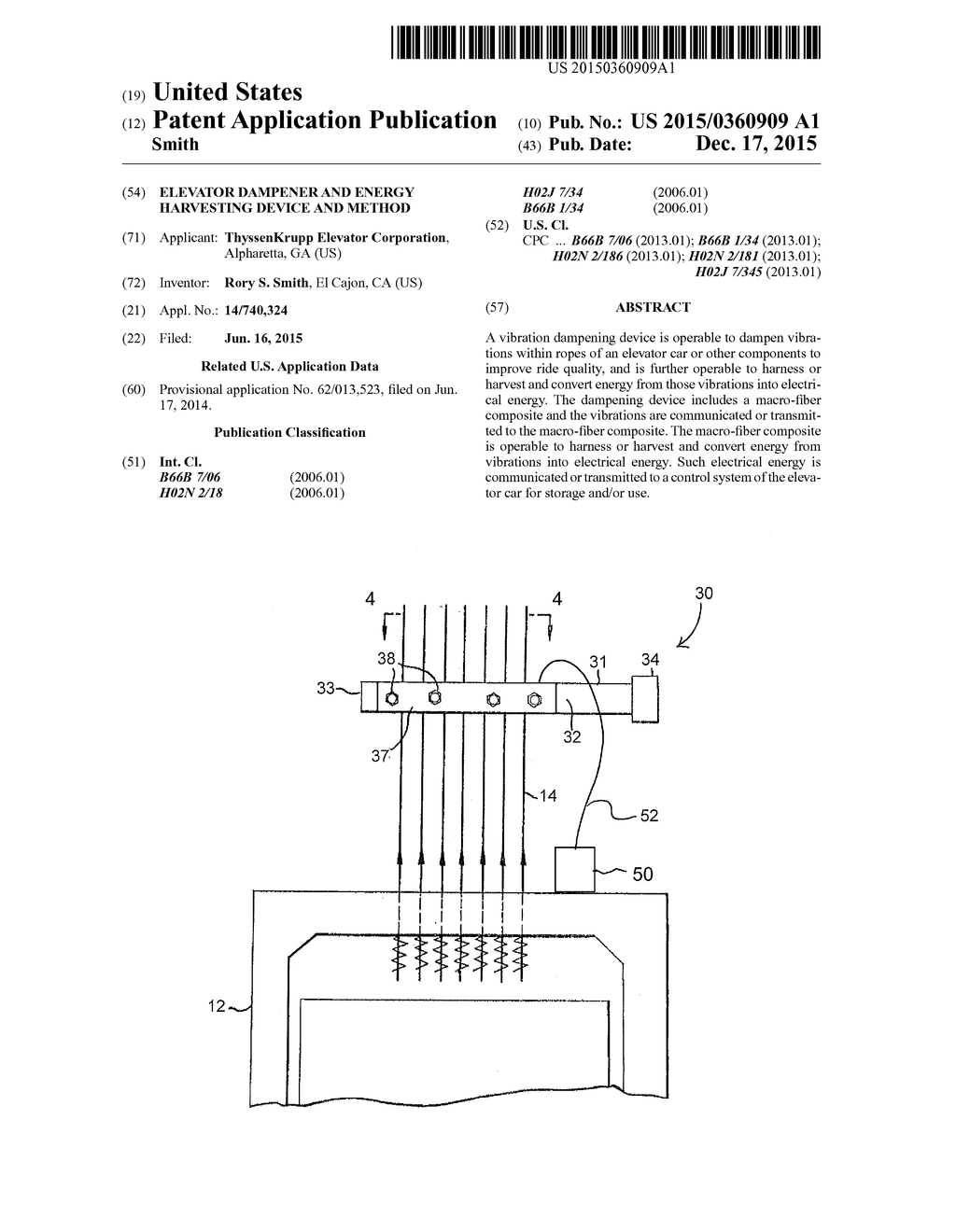 Elevator Dampener and Energy Harvesting Device and Method - diagram, schematic, and image 01