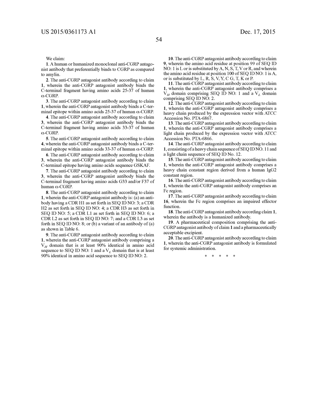 ANTAGONIST ANTIBODIES DIRECTED AGAINST CALCITONIN GENE-RELATED PEPTIDE AND     METHODS USING SAME - diagram, schematic, and image 71