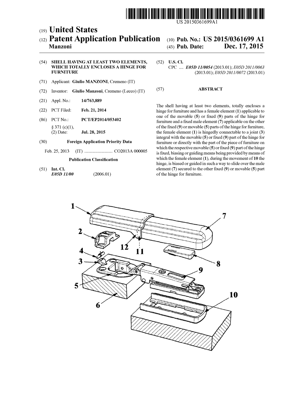 Shell Having At Least Two Elements, Which Totally Encloses A Hinge For     Furniture - diagram, schematic, and image 01