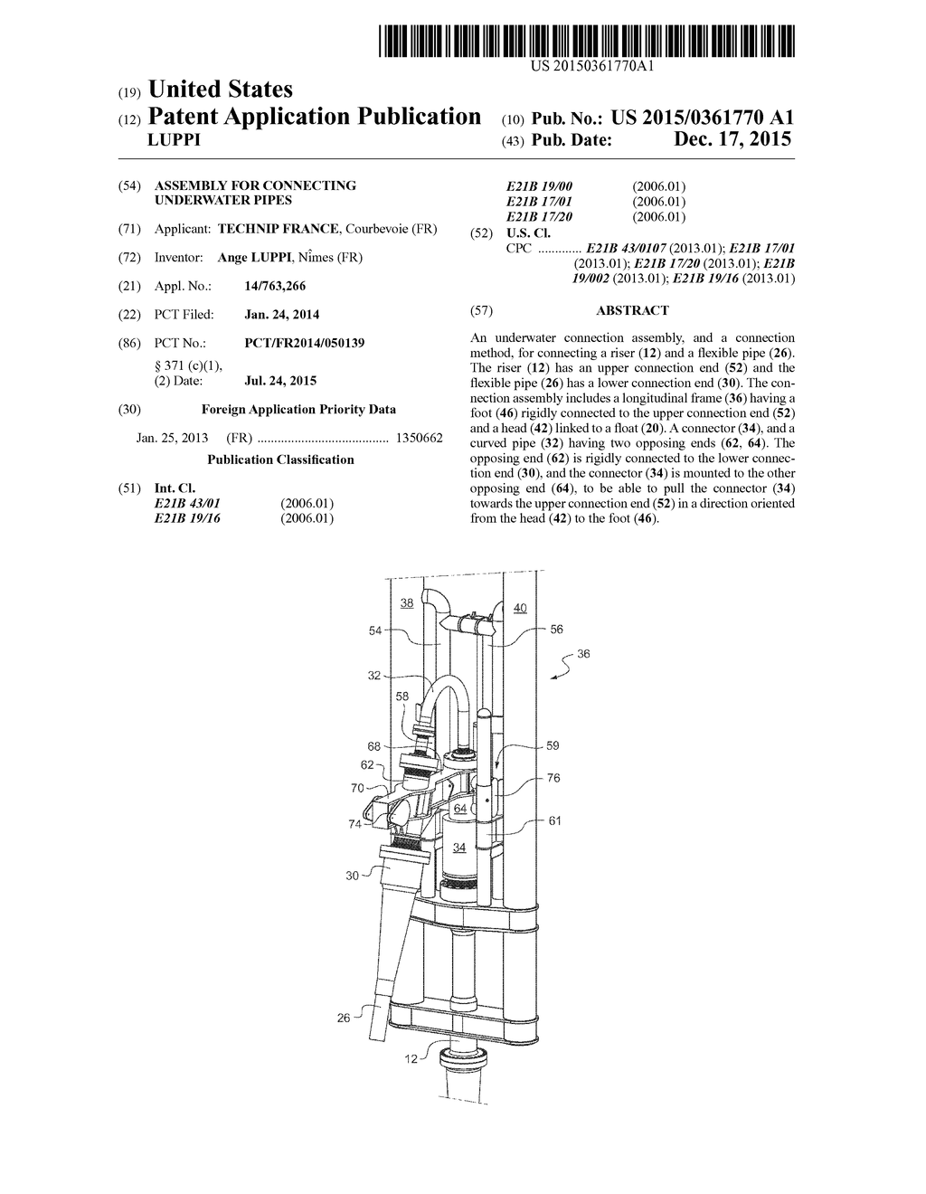 ASSEMBLY FOR CONNECTING UNDERWATER PIPES - diagram, schematic, and image 01