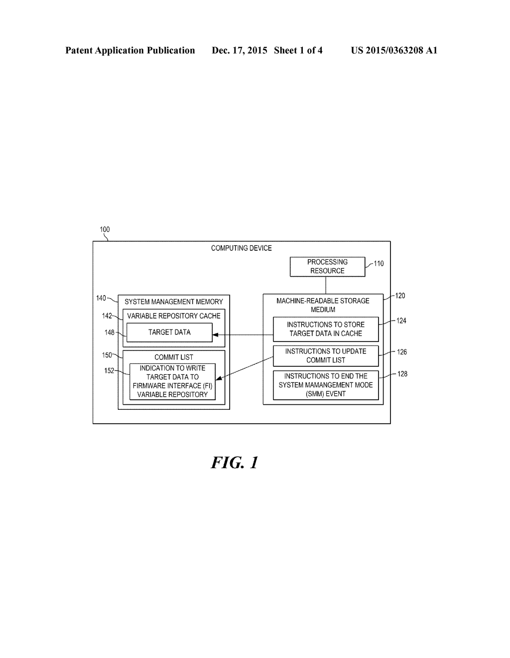 UPDATING A COMMIT LIST TO INDICATE DATA TO BE WRITTEN TO A FIRMWARE     INTERFACE VARIABLE REPOSITORY - diagram, schematic, and image 02