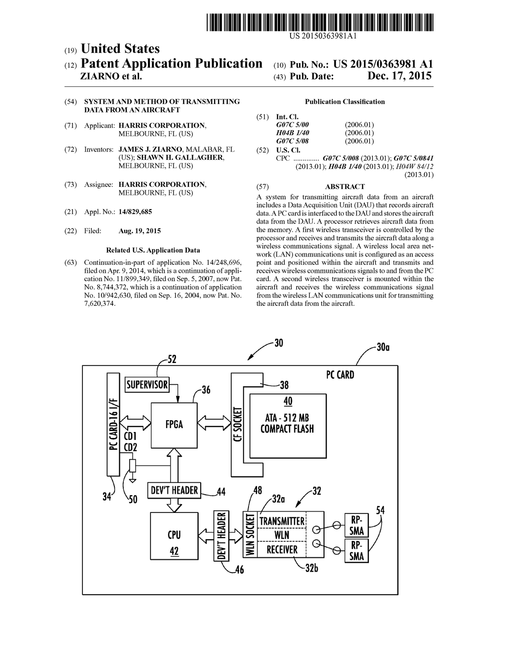 SYSTEM AND METHOD OF TRANSMITTING DATA FROM AN AIRCRAFT - diagram, schematic, and image 01