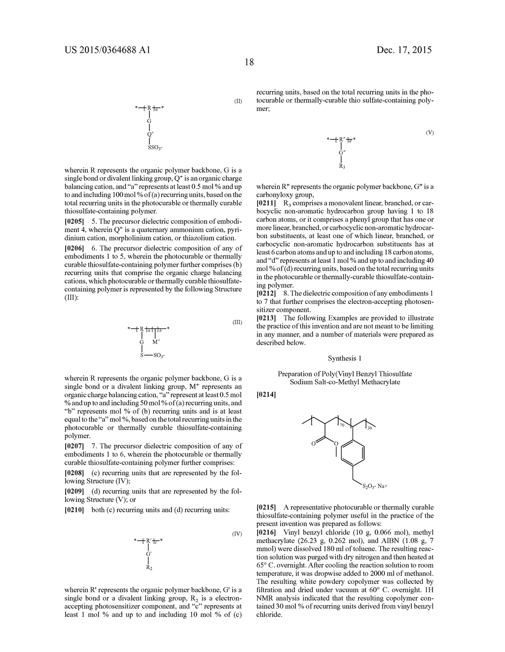 PRECURSOR DIELECTRIC COMPOSITION WITH THIOSULFATE-CONTAINING POLYMERS - diagram, schematic, and image 21