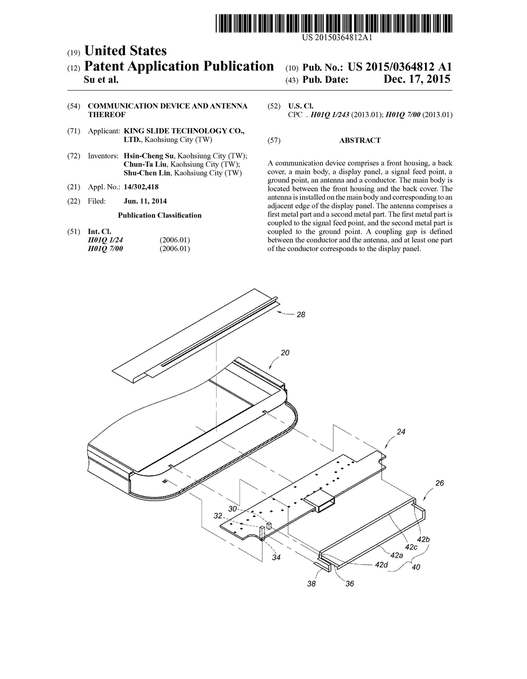 COMMUNICATION DEVICE AND ANTENNA THEREOF - diagram, schematic, and image 01