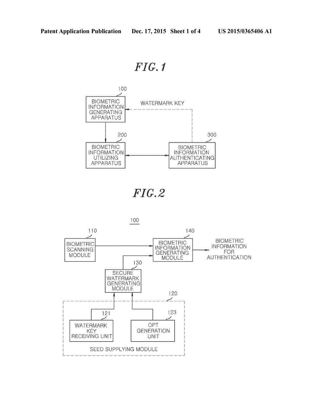 GENERATION AND AUTHENTICATION OF BIOMETRIC INFORMATION USING WATERMARK - diagram, schematic, and image 02