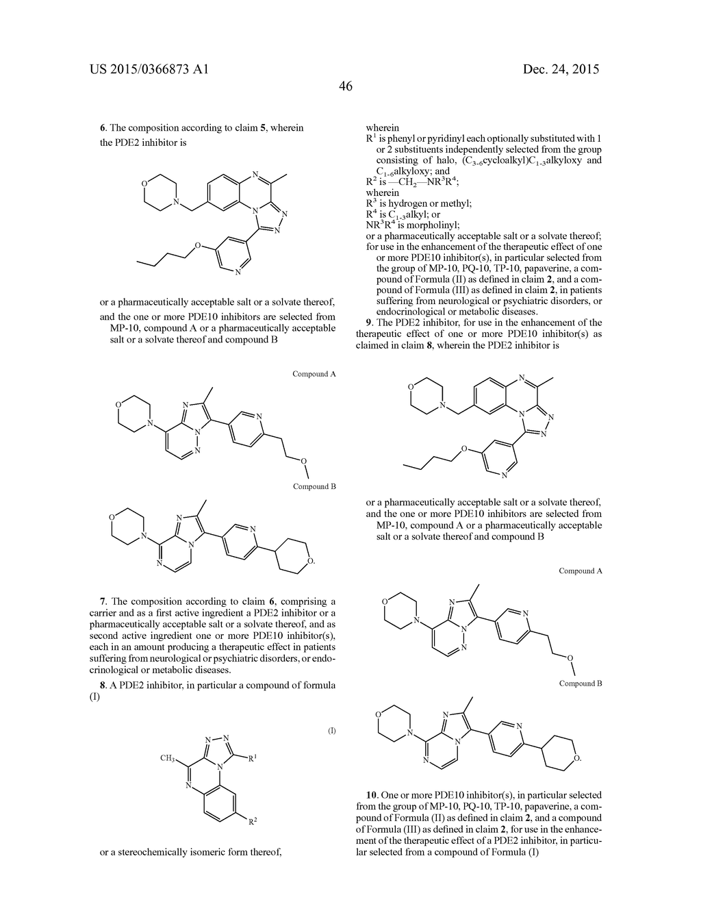 COMBINATIONS COMPRISING PDE 2 INHIBITORS SUCH AS     1-ARYL-4-METHYL-[1,2,4]TRIAZOLO-[4,3-A]]QUINOXALINE COMPOUNDS AND PDE 10     INHIBITORS FOR USE IN THE TREATMENT OF NEUROLOGICAL OF METABOLIC     DISORDERS - diagram, schematic, and image 58