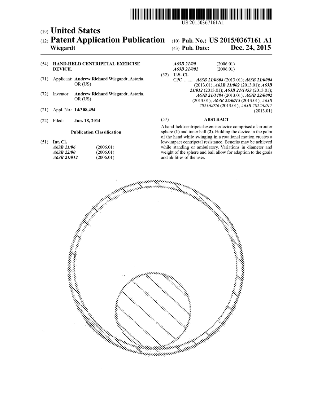 Hand-held centripetal exercise device. - diagram, schematic, and image 01