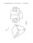 CONTAINER HAVING A DIVIDER, A LID, FOLDABLE SUPPORTS, AND INWARDLY FOLDING     PANELS diagram and image